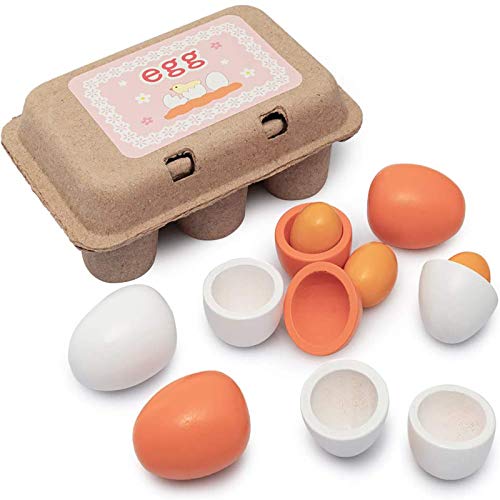 6PCS Egg Kitchen Toys Wooden Toy Food Kids Play Food Cooking DIY Kit