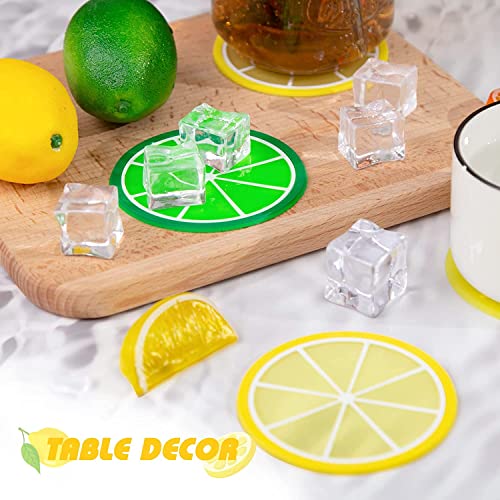 DomeStar Fruit Coaster, 7PCS 3.5" Non Slip Car Coaster Heat Insulation Colorful Unique Slice Silicone Drink Cup Mat for Drinks Prevent Furniture and Tabletop Car Decor
