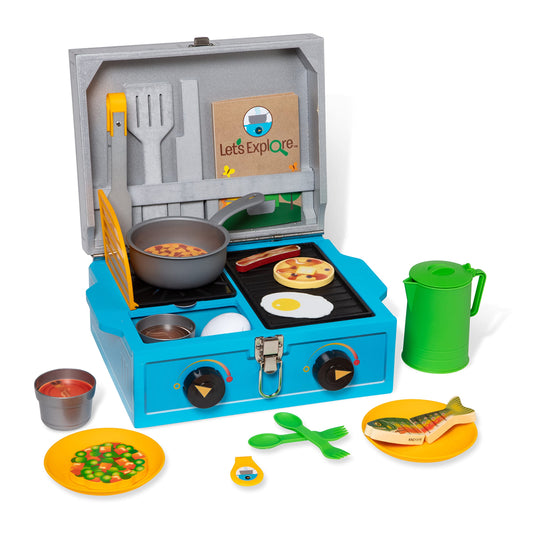 Melissa & Doug Let’s Explore Camp Stove Play Set – 24 Pieces Pretend Camping Stove, Toy Camping Stove For Kids Ages 3+ - FSC-Certified Materials