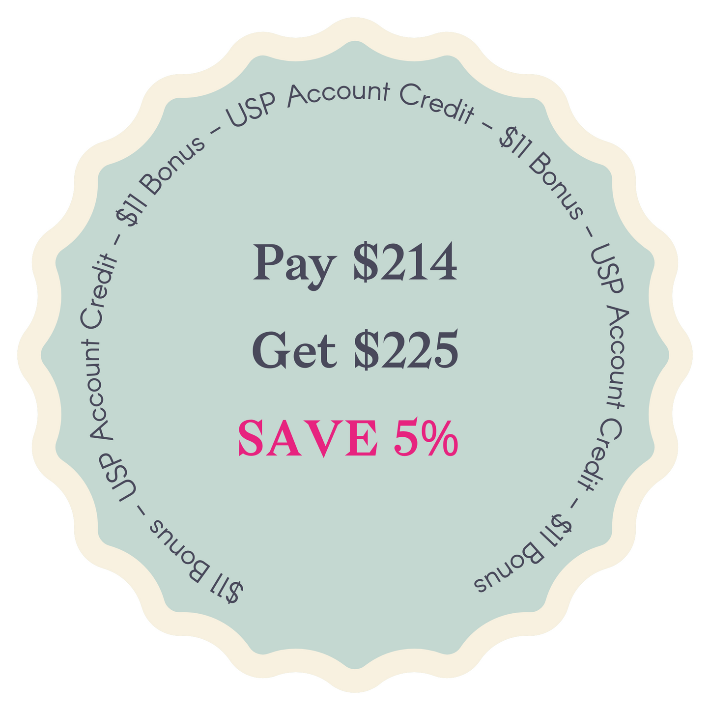 USP Credit $225 - Save 5%