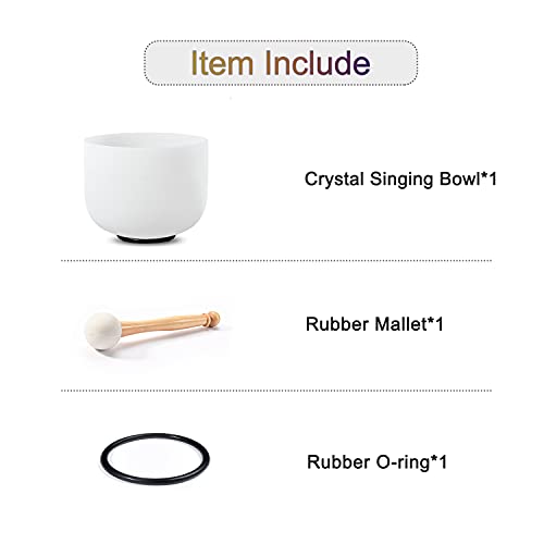 CVNC 8 Inch F Note Heart Chakra Frosted Quartz Crystal Singing Bowl Free Mallet and O-ring For Sound Healing Meditation
