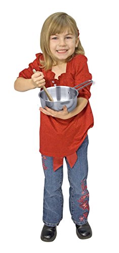 Melissa & Doug Stainless Steel Pots and Pans Pretend Play Kitchen Set for Kids (8 pcs) - Kids Kitchen Accessories Set, Toy Pots And Pans For Kids Kitchen, Cooking Toys For Kids Ages 3+