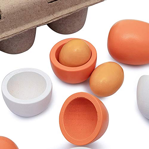 Sportsvoutdoors 6PCS Egg Kitchen Toys, Wooden Toy Food, Kids Play Food Cooking DIY Kitchen Pretend Play Food Set, Easter Eggs