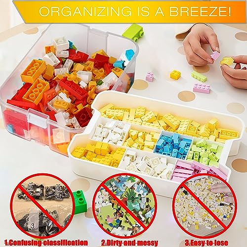 Kids Toy Storage Box for Lego Stackable Building Blocks Organizers Miniature Containers Bins with Base Plates Lids