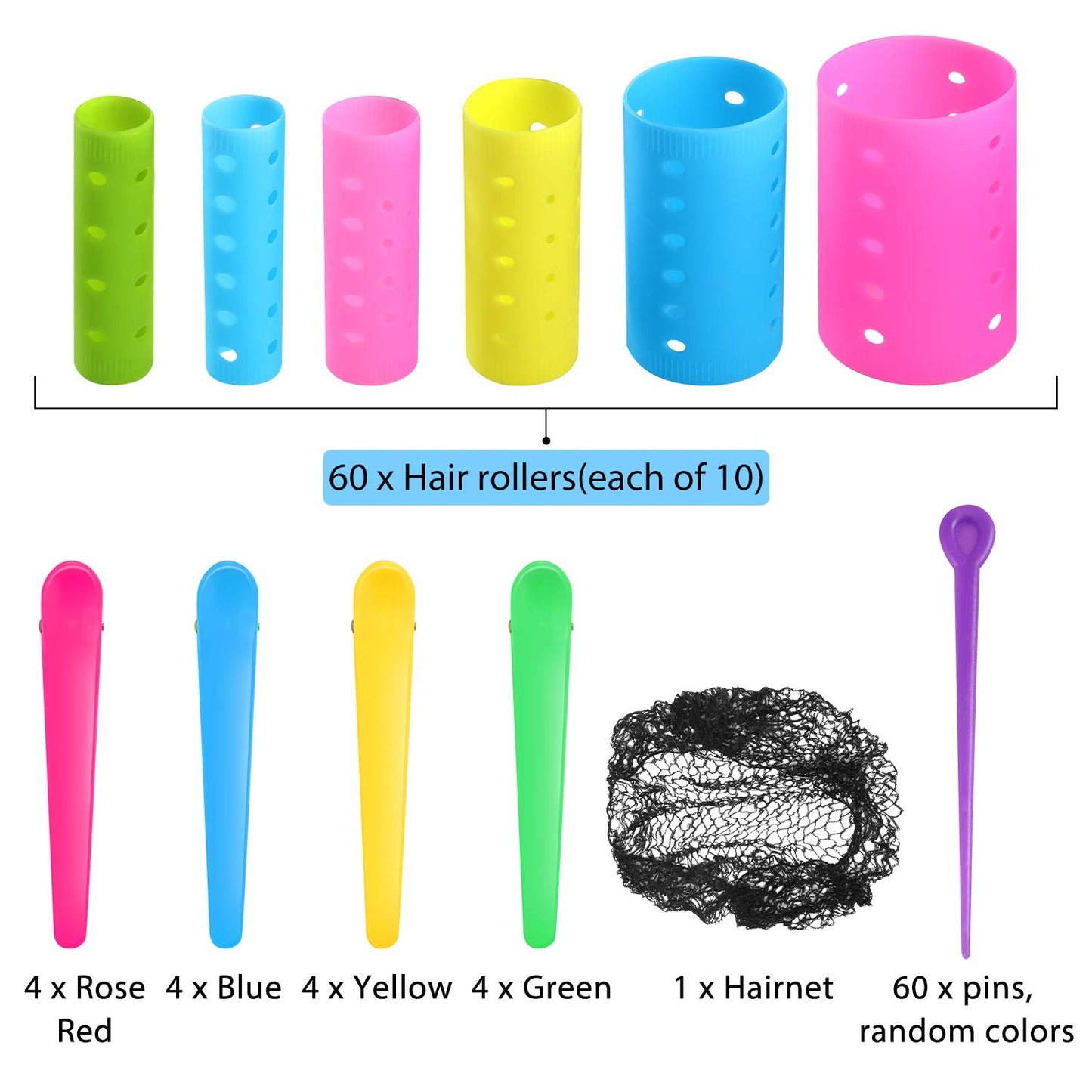 141 Pieces Hair Rollers Set Include 60 Plastic Hair Rollers