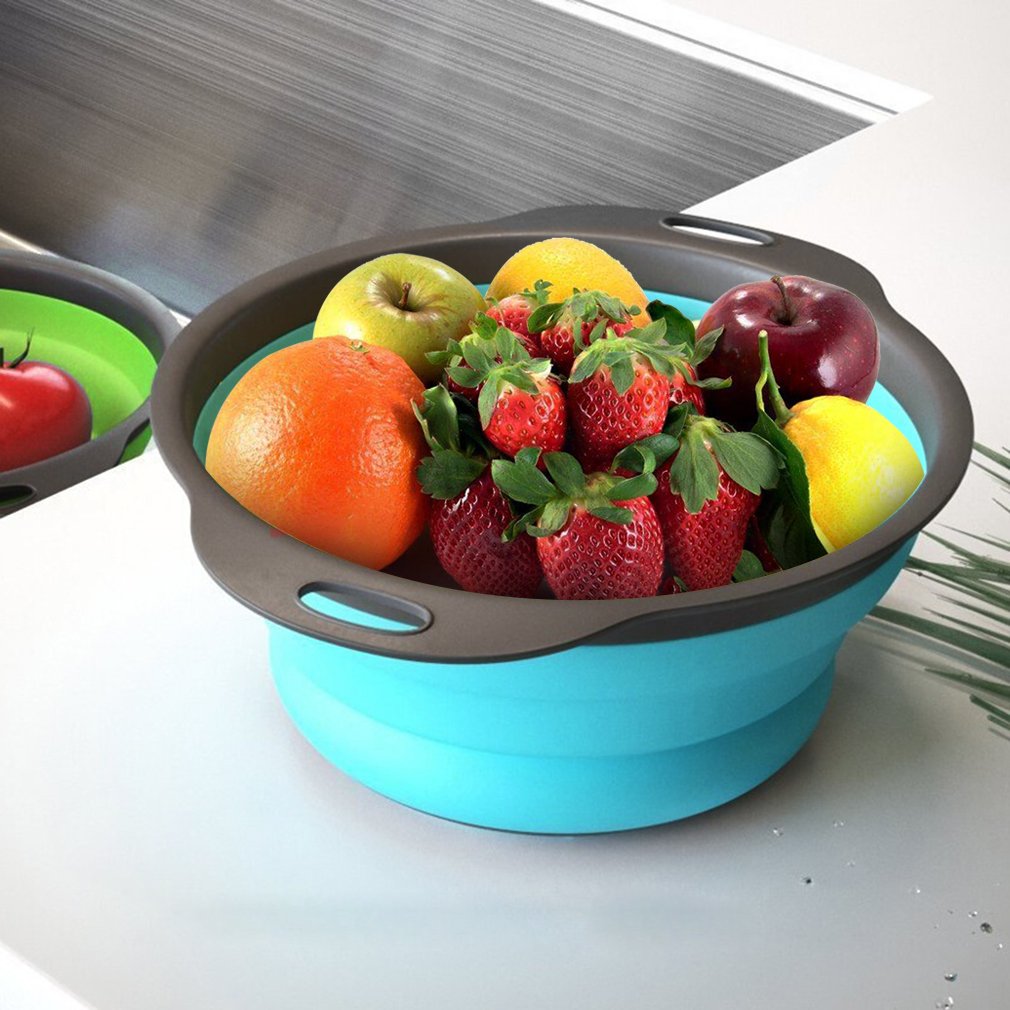  Qimh Collapsible Colander Set of 3 Round Silicone