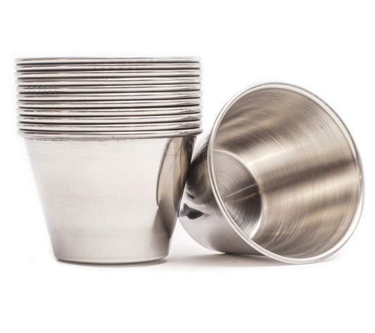 ehomeA2Z Ramekin Stainless Steel Condiment Sauce Cups Au Jus Commercial Grade 12 Pack (12, 2.5 oz)