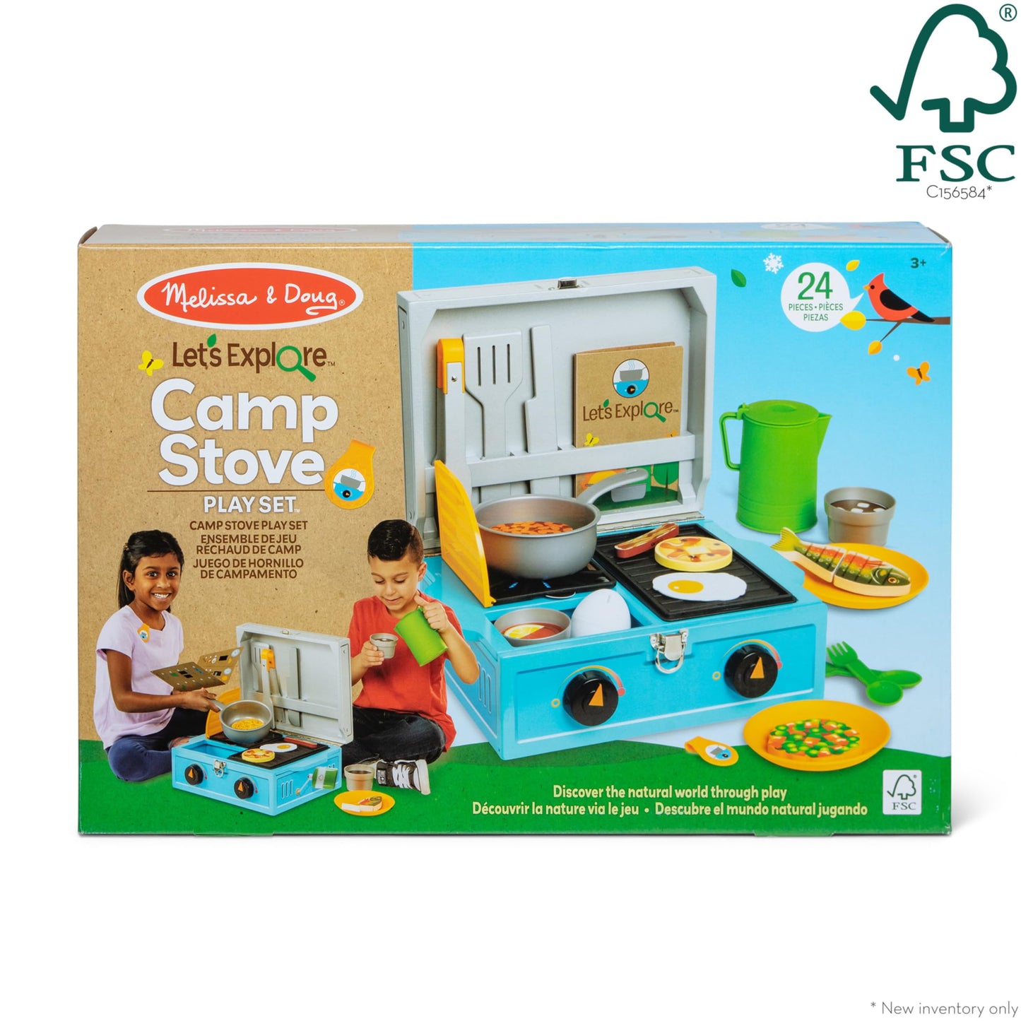 Melissa & Doug Let’s Explore Camp Stove Play Set – 24 Pieces Pretend Camping Stove, Toy Camping Stove For Kids Ages 3+ - FSC-Certified Materials